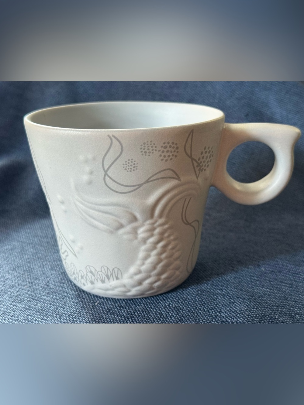 2016 Starbucks Anniversary Gray Embossed Mermaid Siren Tail Mug 12oz
